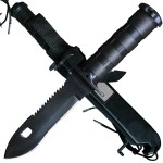 MFH survival knife pathfinder survival knife black plastic sheath